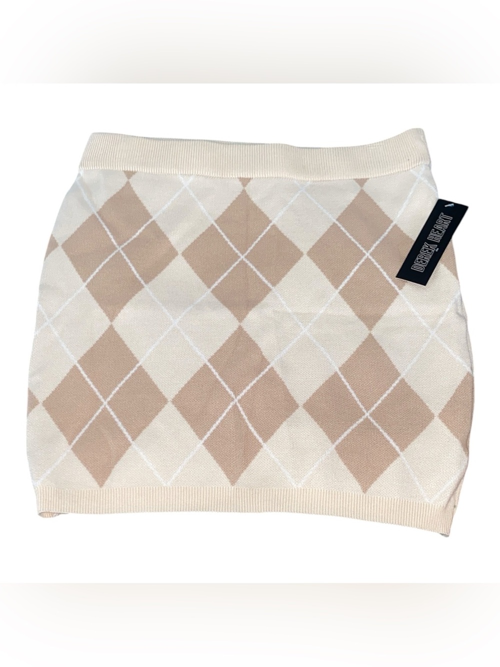 NWT Derek Heart Knit Plaid Skirt L R37
